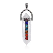 Маятник для биолокации Семь чакр, горный хрусталь BLK025-05