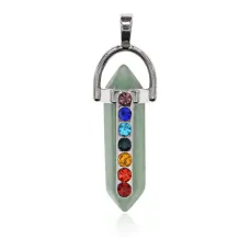 Маятник для биолокации Семь чакр, нефрит BLK025-07