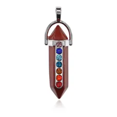 Маятник для биолокации Семь чакр, красная яшма BLK025-08