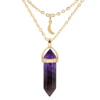Кулон-маятник на цепочке с камнем Аметист BJK051-A
