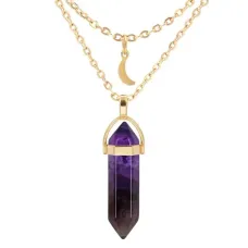 Кулон-маятник на цепочке с камнем Аметист BJK051-A