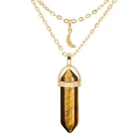 Кулон-маятник на цепочке с камнем Тигровый глаз BJK051-T