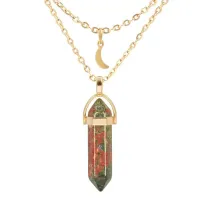 Кулон-маятник на цепочке с камнем Унакит BJK051-UN