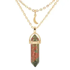 Кулон-маятник на цепочке с камнем Унакит BJK051-UN