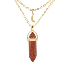 Кулон-маятник на цепочке с камнем Коричневый авантюрин BJK051-AB