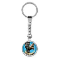 Круглый брелок, цвет серебро, с цепочкой, Пятигорск C0801022