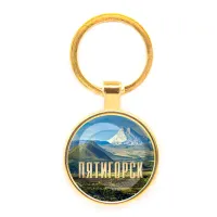 Круглый брелок, цвет золото, Пятигорск C0802019