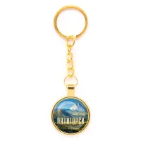Круглый брелок, цвет золото, с цепочкой, Пятигорск C0802020