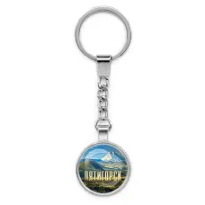 Круглый брелок, цвет серебро, с цепочкой, Пятигорск C0802022