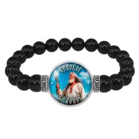 Браслет из черного агата Славянские боги Белобог BSBA-250
