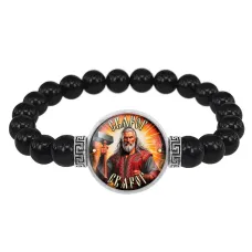 Браслет из черного агата Славянские боги Сварог BSBA-253