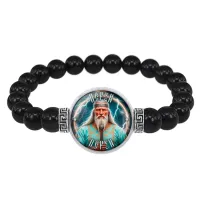 Браслет из черного агата Славянские боги Перун BSBA-255