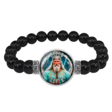 Браслет из черного агата Славянские боги Перун BSBA-255