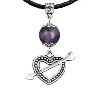 Амулет Сердце со стрелой (любовь), аметист MKA21-22