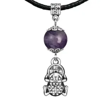 Амулет Лягушка с монетой (богатство), аметист MKA21-23