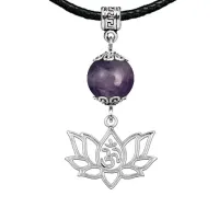 Амулет Ом и лотос (защита, гармония, развитие), аметист MKA21-30