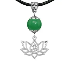 Амулет Ом и лотос (защита, гармония, развитие), нефрит MKA27-30