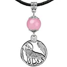 Амулет Волк (защита, сила, победа), розовый кварц MKA28-07