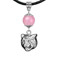 Амулет Тигр (защита, сила, победа), розовый кварц MKA28-10