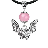 Амулет Летучая мышь (защита, счастье, успех), розовый кварц MKA28-12