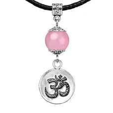 Амулет Ом (защита и духовное развитие), розовый кварц MKA28-18