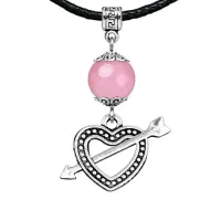 Амулет Сердце со стрелой (любовь), розовый кварц MKA28-22