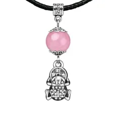 Амулет Лягушка с монетой (богатство), розовый кварц MKA28-23