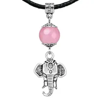 Амулет Слон (мудрость, сила, долголетие), розовый кварц MKA28-26