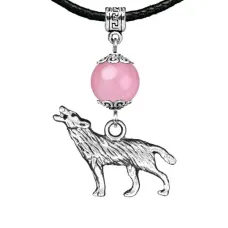 Амулет Волк (защита, сила, победа), розовый кварц MKA28-28