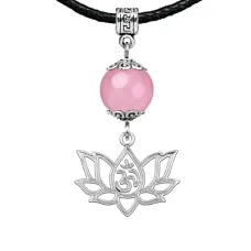 Амулет Ом и лотос (защита, гармония, развитие), розовый кварц MKA28-30