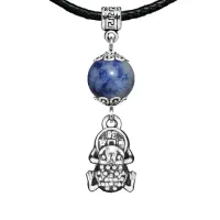 Амулет Лягушка с монетой (богатство), содалит MKA30-23