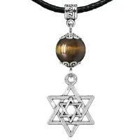 Амулет Звезда Давида (от сглаза и зла), тигровый глаз MKA31-02