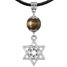 Амулет Звезда Давида (от сглаза и зла), тигровый глаз MKA31-02