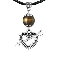 Амулет Сердце со стрелой (любовь), тигровый глаз MKA31-22