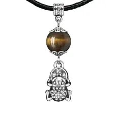 Амулет Лягушка с монетой (богатство), тигровый глаз MKA31-23