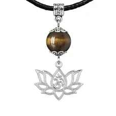 Амулет Ом и лотос (защита, гармония, развитие), тигровый глаз MKA31-30