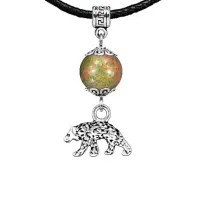 Амулет Медведь (защита, сила, победа), унакит MKA32-19