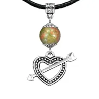 Амулет Сердце со стрелой (любовь), унакит MKA32-22