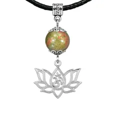 Амулет Ом и лотос (защита, гармония, развитие), унакит MKA32-30