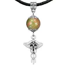 Амулет Кадуцей (здоровье, бизнес, гармония), унакит MKA32-33