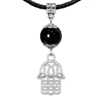 Амулет Хамса (от сглаза и зла), черный агат MKA33-01