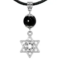 Амулет Звезда Давида (от сглаза и зла), черный агат MKA33-02