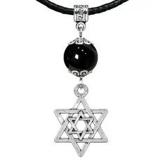 Амулет Звезда Давида (от сглаза и зла), черный агат MKA33-02