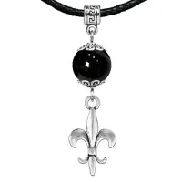 Амулет Лилия (достоинство, власть, успех), черный агат MKA33-04