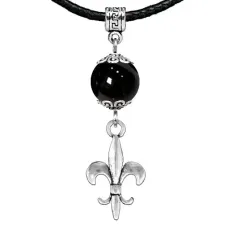 Амулет Лилия (достоинство, власть, успех), черный агат MKA33-04