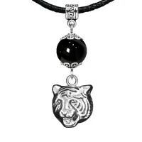 Амулет Тигр (защита, сила, победа), черный агат MKA33-10