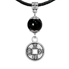 Амулет Монетка (богатство), черный агат MKA33-13