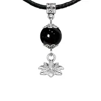 Амулет Лотос (гармония и развитие), черный агат MKA33-15