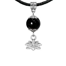 Амулет Лотос (гармония и развитие), черный агат MKA33-15
