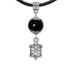 Амулет Черепаха (здоровье и долголетие), черный агат MKA33-16